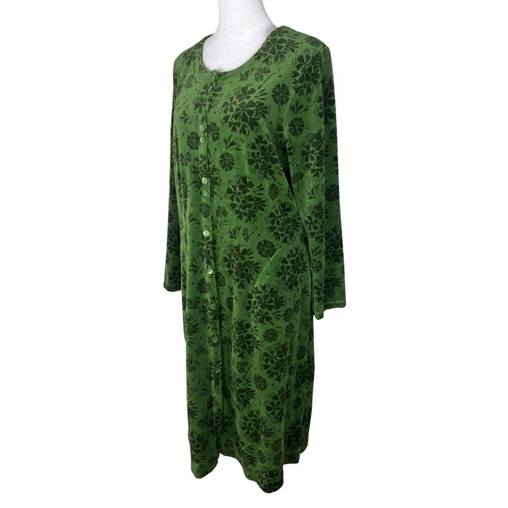 Gudrun Sjoden Velour Selma Button Dress Green Lagenlook Minimalist Size Medium - Picture 7 of 9